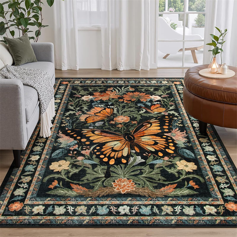 Floral Rugs for Living Room Washable