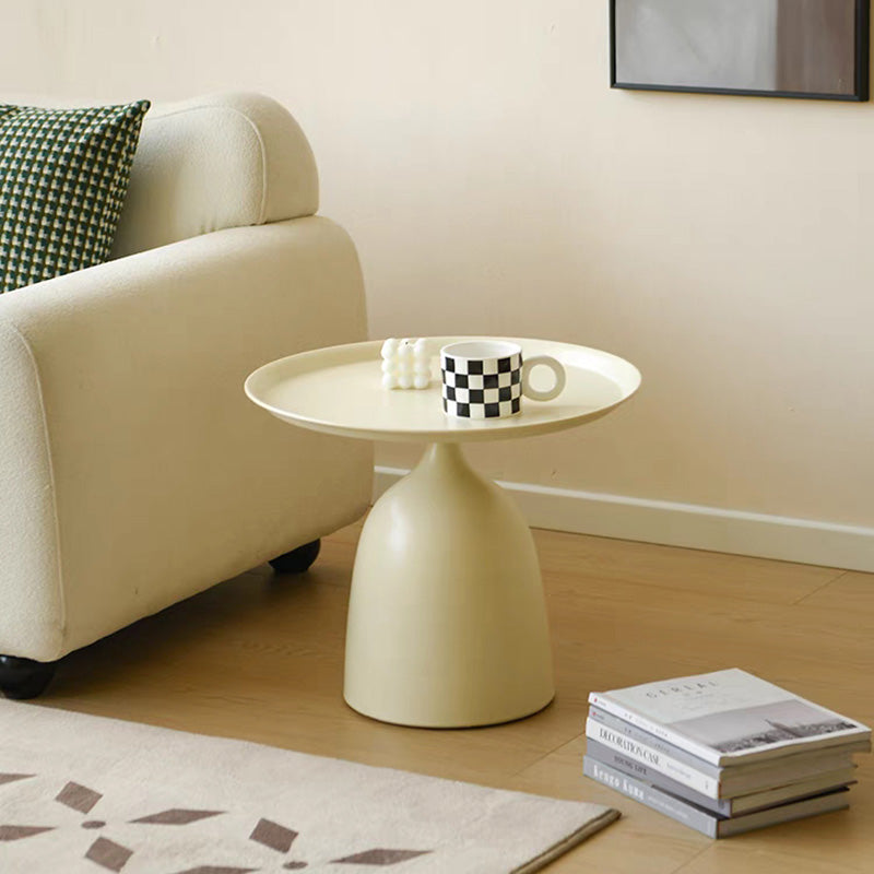 Cream Round Metal Tray Table