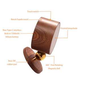 Wooden Punch-Free Magnetic Wall Lamp