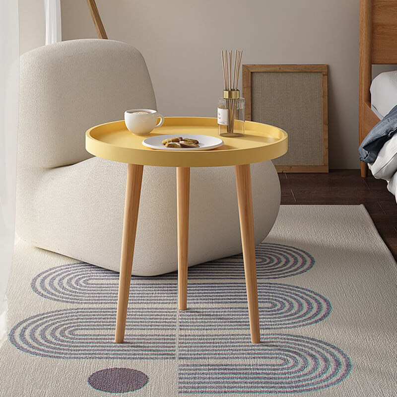 Wooden Round Side Table with Detachable Leg