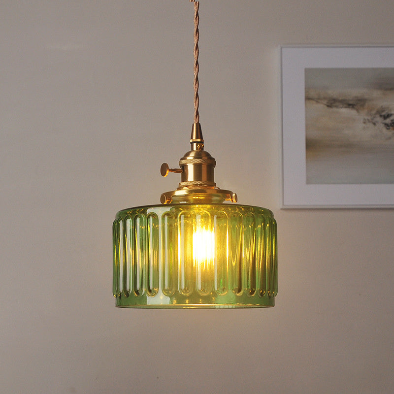 Vintage Cylinder Glass Pendant Light