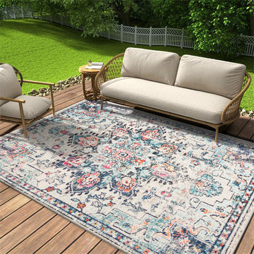 Washable Bohemian Outdoor Rug for Patio