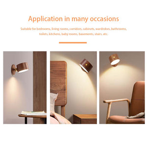 Wooden Punch-Free Magnetic Wall Lamp