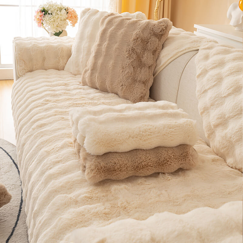 Thick Rabbit Plush Sofa Covers