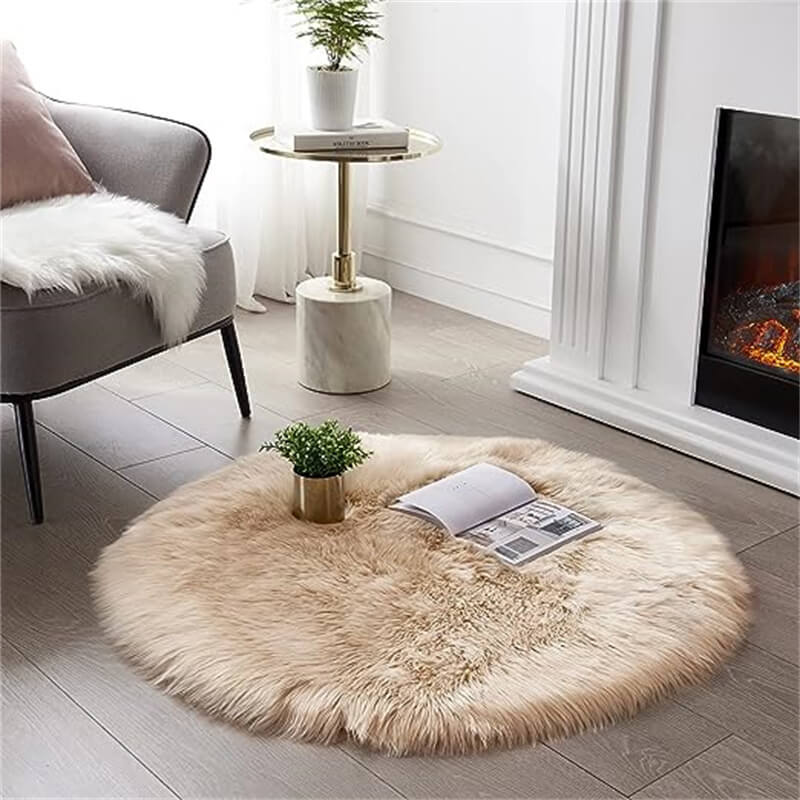 Fluffy Round Faux Sheepskin Rug