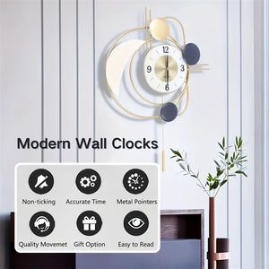 Metal Large Wall Clocks for Living Room Decor