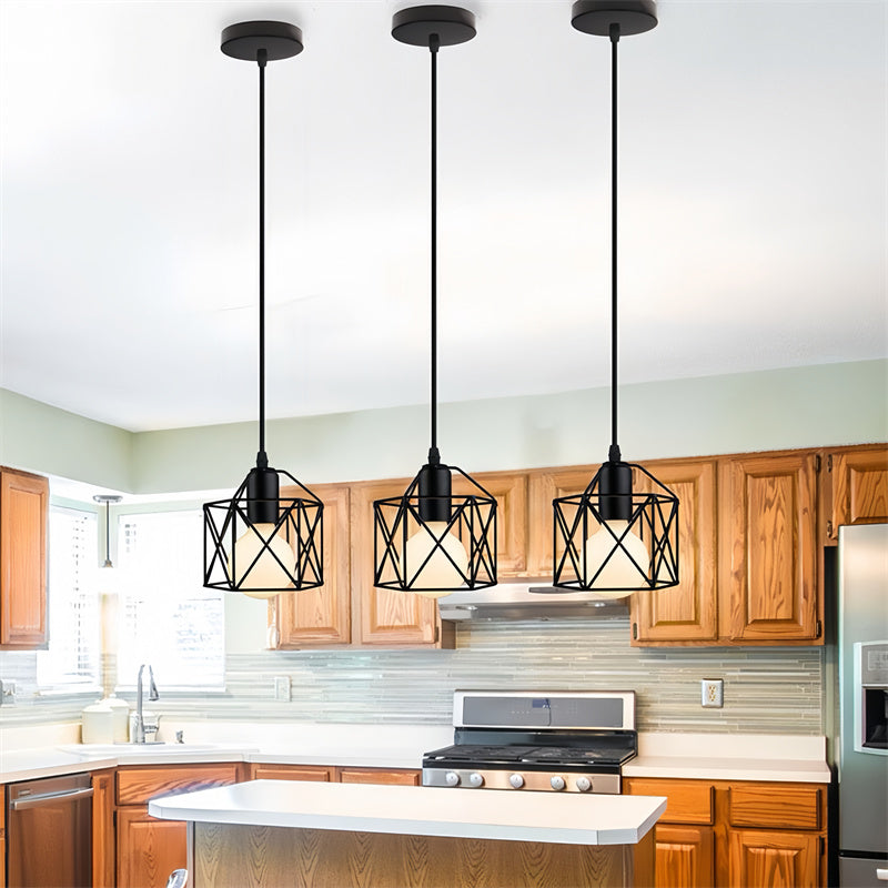 Island Pendant Lights with Metal Cage Shade