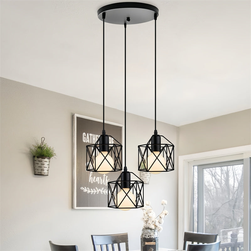 Island Pendant Lights with Metal Cage Shade