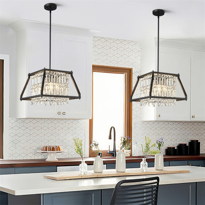 Farmhouse Crystal Pendant Lighting for Dining Room