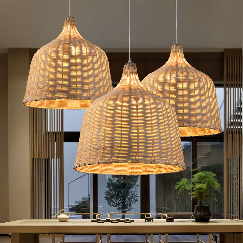 Bamboo Woven Basket Pendant Light