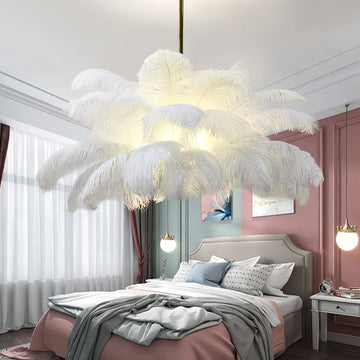 Extra Large White Feather Pendant Light