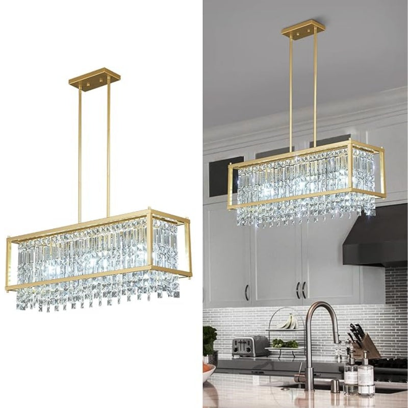 Farmhouse Crystal Pendant Lighting for Dining Room