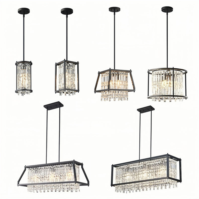 Farmhouse Crystal Pendant Lighting for Dining Room