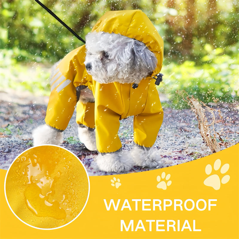 Dog Raincoat with Hood & Reflective Strap