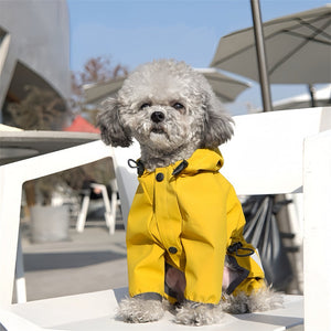 Dog Raincoat with Hood & Reflective Strap