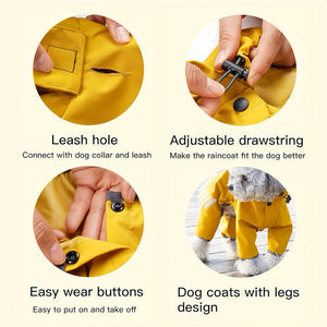 Dog Raincoat with Hood & Reflective Strap