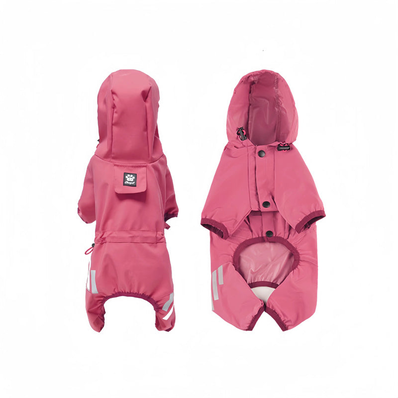 Dog Raincoat with Hood & Reflective Strap