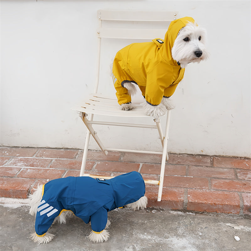 Dog Raincoat with Hood & Reflective Strap