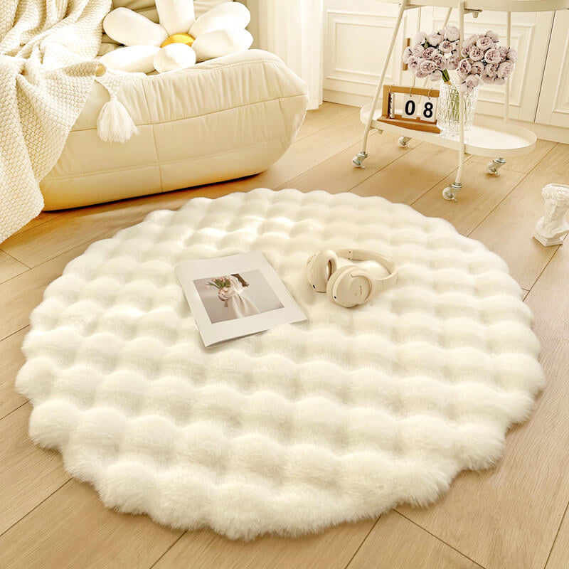 Round Rabbit Plush Area Rug