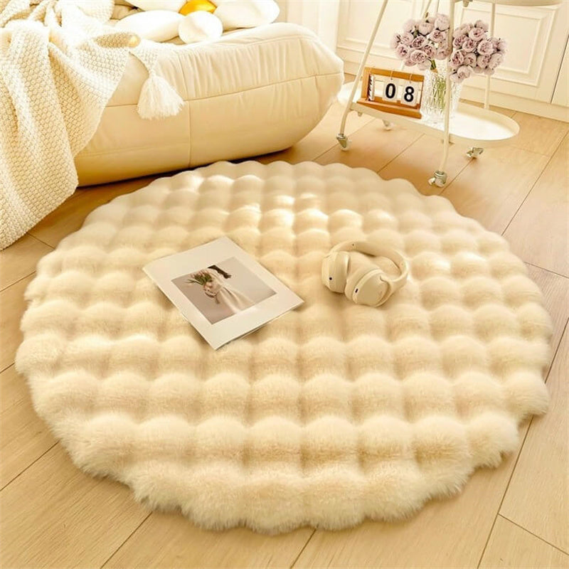 Round Rabbit Plush Area Rug