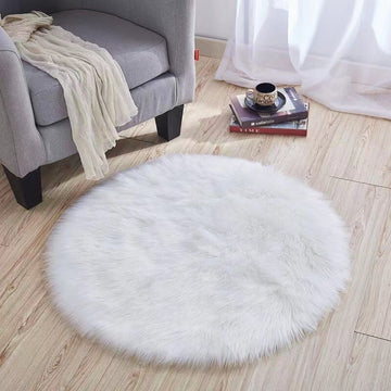 Fluffy Round Faux Sheepskin Rug