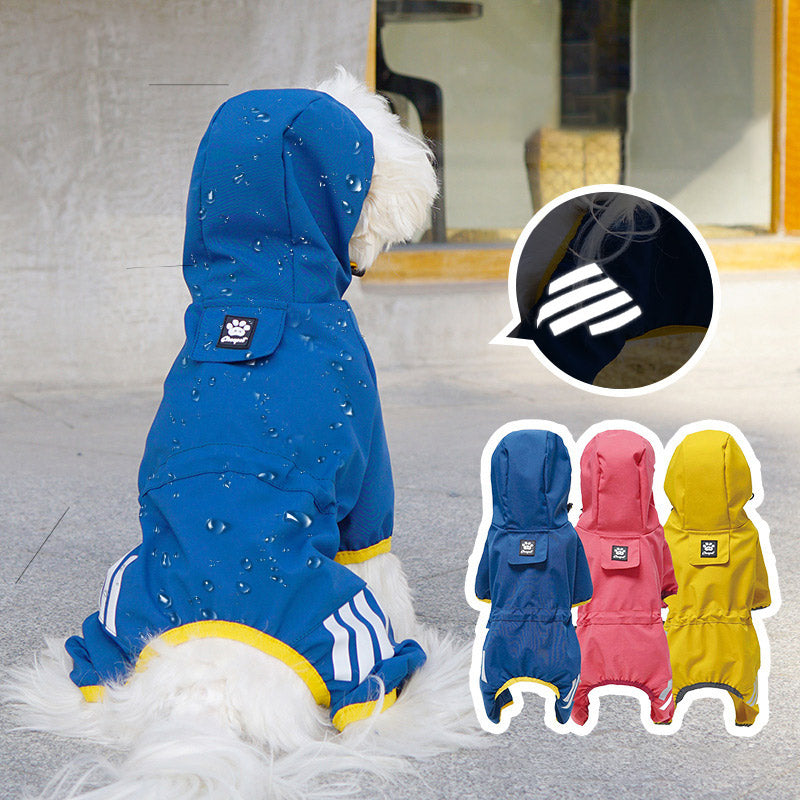 Dog Raincoat with Hood & Reflective Strap
