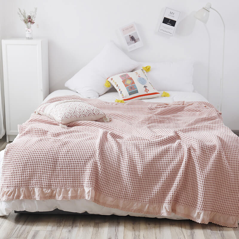 Cotton Waffle Bed Throw Blankets