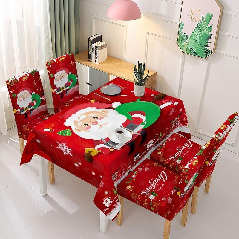 Christmas Waterproof Dust-Proof Tablecloth Covers And Stretchable Chair Covers