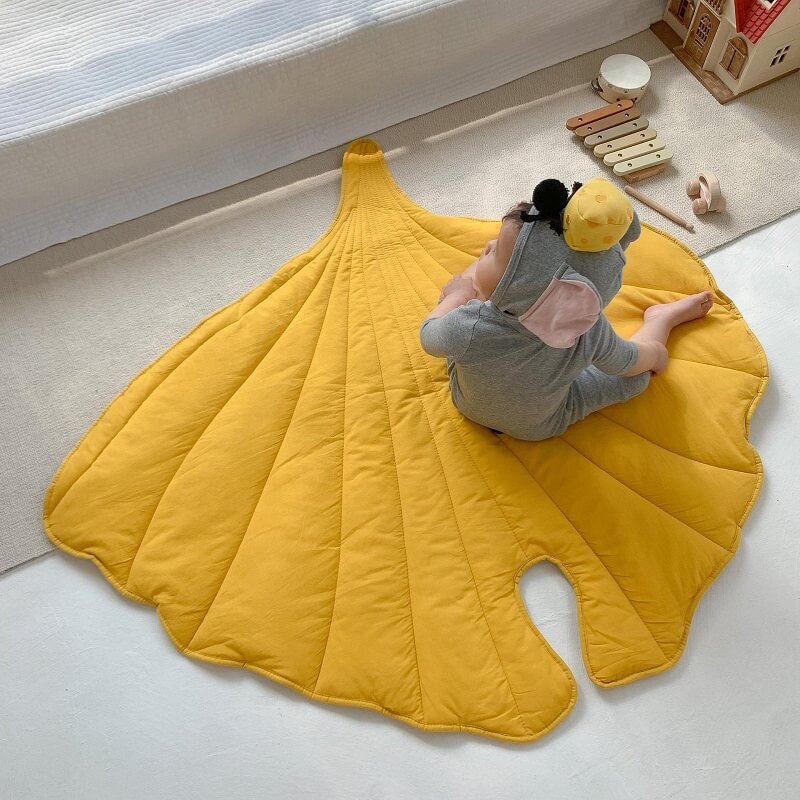 Cotton Quilted Leaf Play Mat for Kids