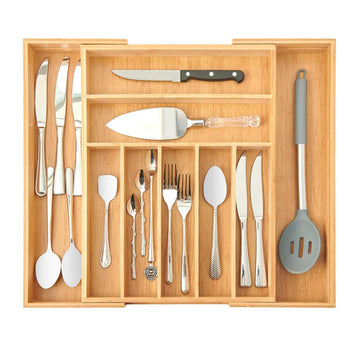 Extendable Bamboo Cutlery Tray for Drawer