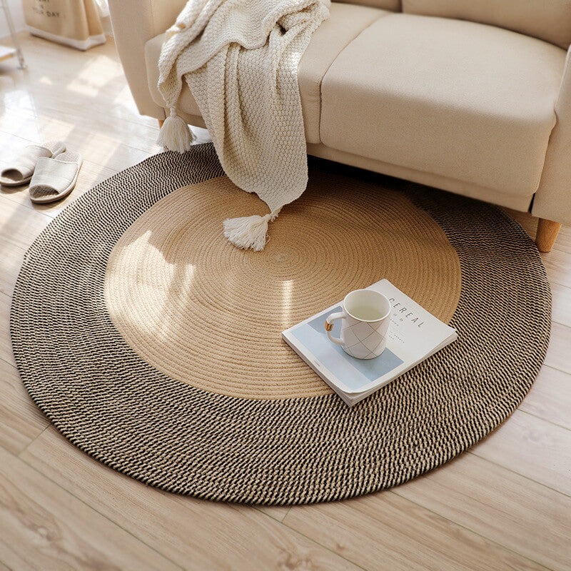 Large Round Jute Rug, Boho Woven Area Rugs