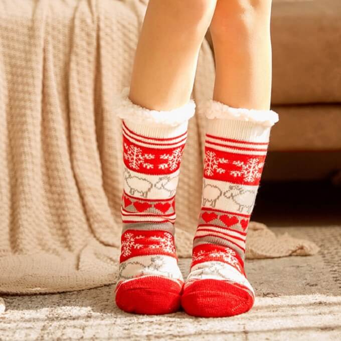 Extra-warm Fleece Indoor Christmas Slipper Socks for Women