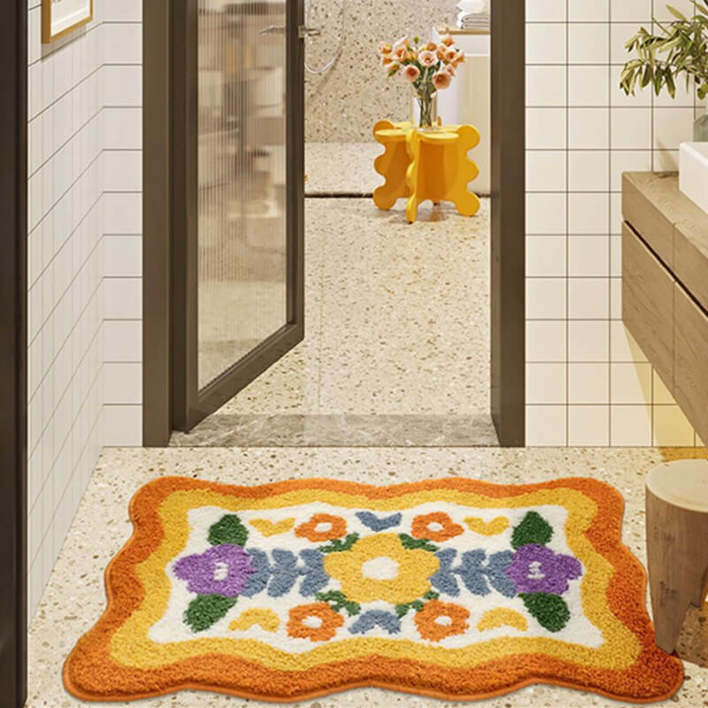 Super Soft Cotton Floral Bath Mat