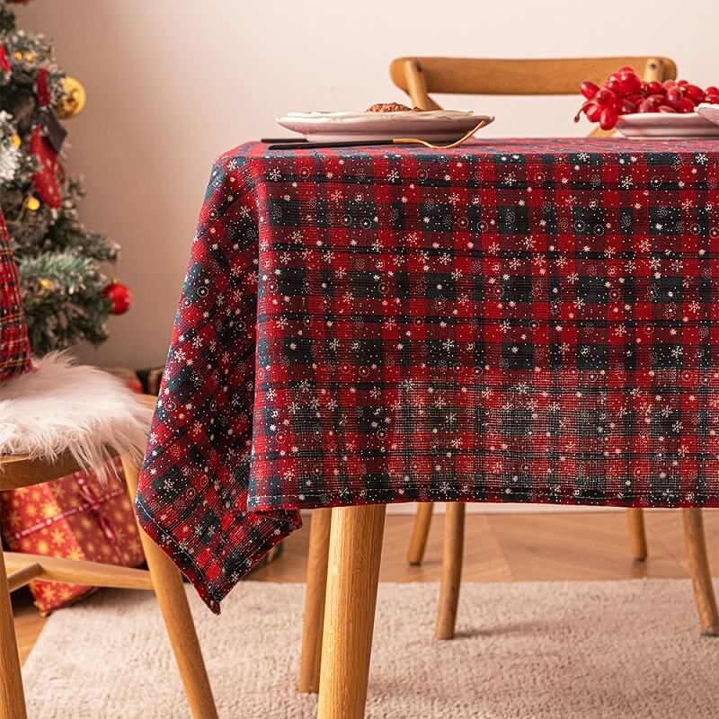 Rectangle Red Plaid Christmas Tablecloth