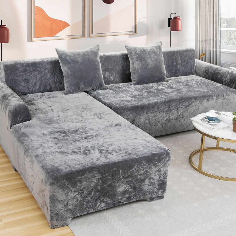 Thick Velvet Plush Sectional Corner Sofa Covers