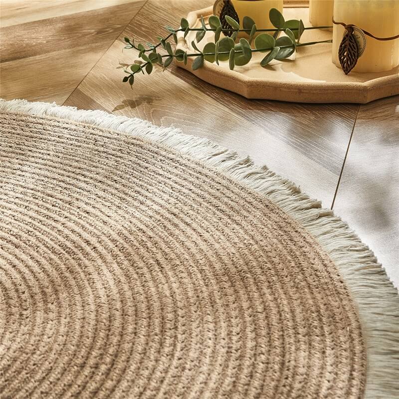 Large Round Jute Rug, Boho Woven Area Rugs