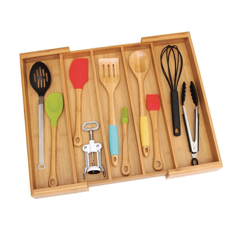 Extendable Bamboo Cutlery Tray for Drawer