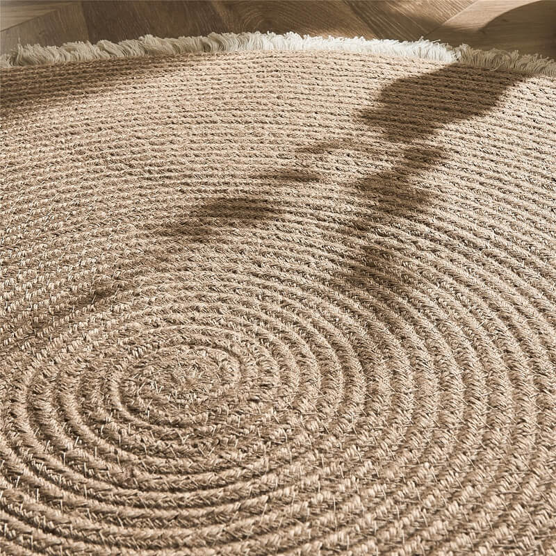 Large Round Jute Rug, Boho Woven Area Rugs