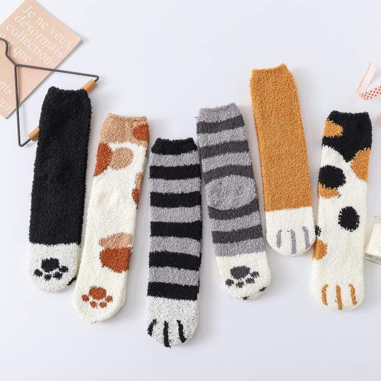 Winter Cat Claws Cute Thick Warm Fuzzy Floor Indoor Socks