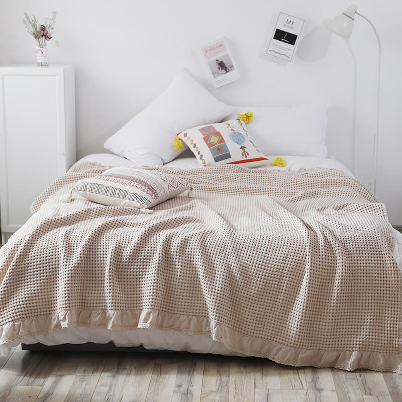 Cotton Waffle Bed Throw Blankets