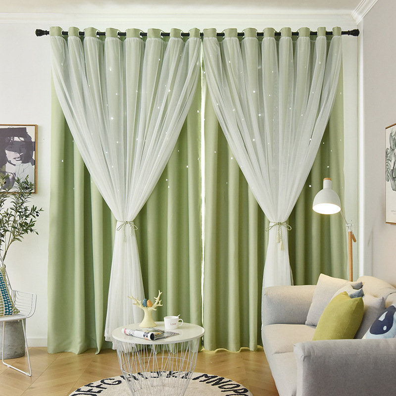 Double Layers Star Hollow Out Blackout Curtains