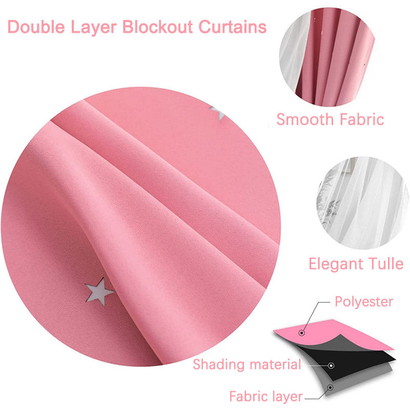 Double Layers Star Hollow Out Blackout Curtains