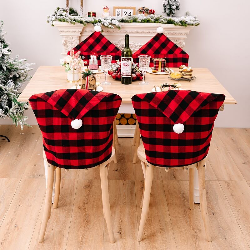 Buffalo Santa Hat Christmas Chair Back Covers